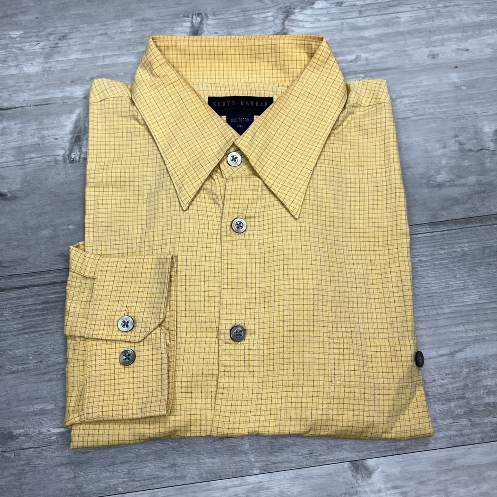 Scott Barber Yellow/Gold w/ Navy Plaid Shirt XL